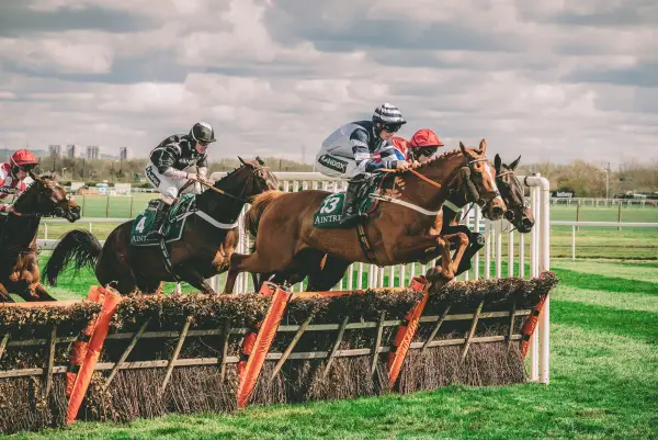 Grand National race day scene at Aintree.